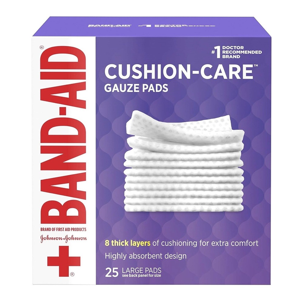 NEW 50 Pads Band-Aid Cushion-Care, Gauze Pads, Large (individually wrapped)